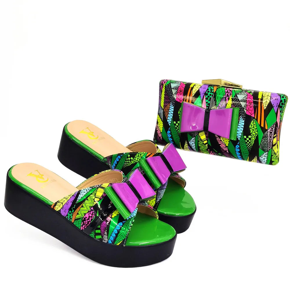 New Shoes and Bag for Party Wedding Womens Platform Heels Patent Leather Wedding Shoes for Women Bride Wedges Shoes for Women