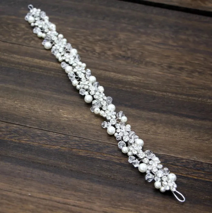 Bridal Bridesmaid Flower Girls Diamante Crystal Pearl Headband Rhinestone Wedding Prom Tiara Women Hair Accessories