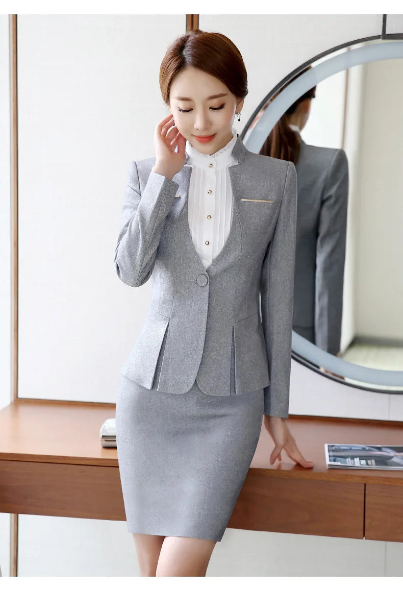 IZICFLY New Autumn Spring Sequin Pants Suit Women Office Uniform Style Business Ladies Work Wear Blazer Set With Trouser