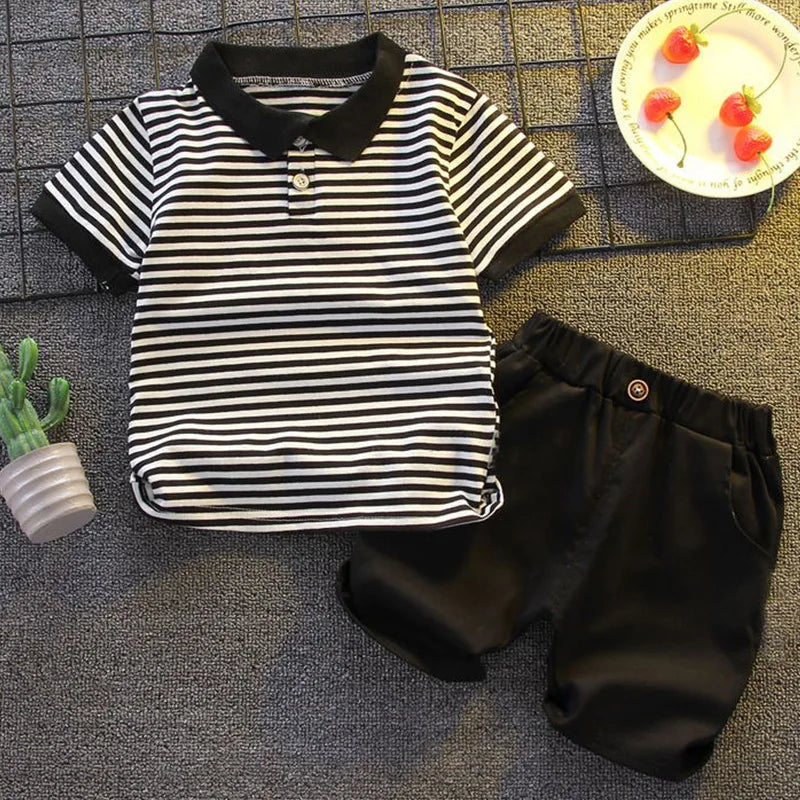 IENENS Summer Solid Color Clothes Sets Short Sleeves Tops + Shorts Baby Toddler Clothing Suits 1 2 3 4 Years Kids Outfits