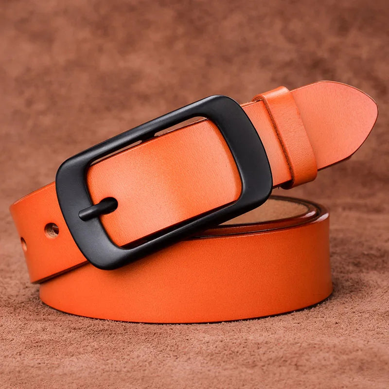 VATLTY Stylish Leather Belt for Women Matte Alloy Buckle Natural Cowhide 2.8cm Ladies Belt Jeans Brown Trousers Belt Female