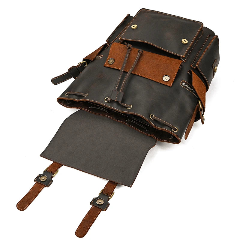 2025 New Arrivals Leather Backpack For Men Male Genuine Leather Laptop Travel Backpack 17 Inch Daypack Shoold Bag Men Male Large