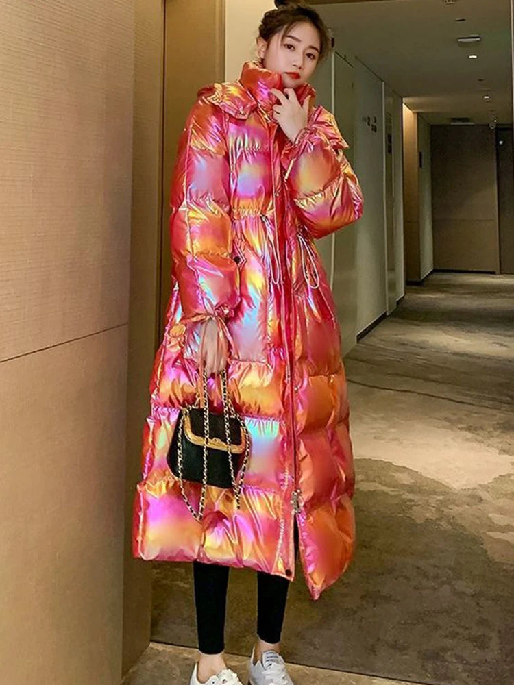 2025 Female Winter Waterproof Long Parkas Cotton Padded Jacket Women Hooded Thick Warm Snow Coat Fashion Oversized Outerwear