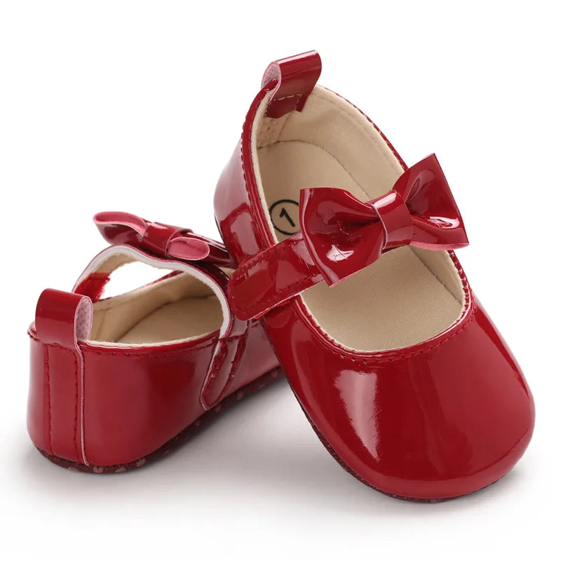 Newborn Baby Shoes Baby Girls Shoes PU Anti-slip Bowknot Classic Princess Dress Shoes First Walker Toddler Crib Shoe Moccasins
