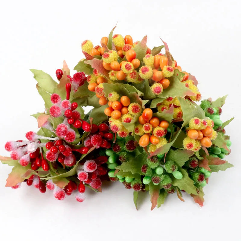 12pcs pearl Berry Artificial Stamen Flower For Wedding Home Decoration Pistil DIY wreath Scrapbooking Craft Fake Flowers