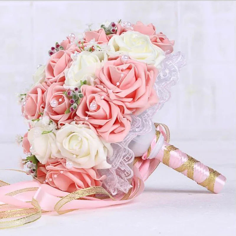 2023 Wedding Bouquets Handmade Bridal Flower Wedding Party Gifts Wedding Accessories Flowers Pears beaded with Ribbon