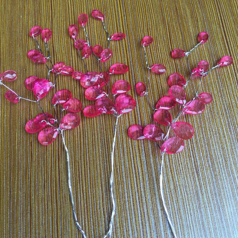 20Pcs Acrylic Flower Branch Artificial Flower Bouquet Crystal Flowers Colorful String Wedding Party Home Craft Decoration Crafts
