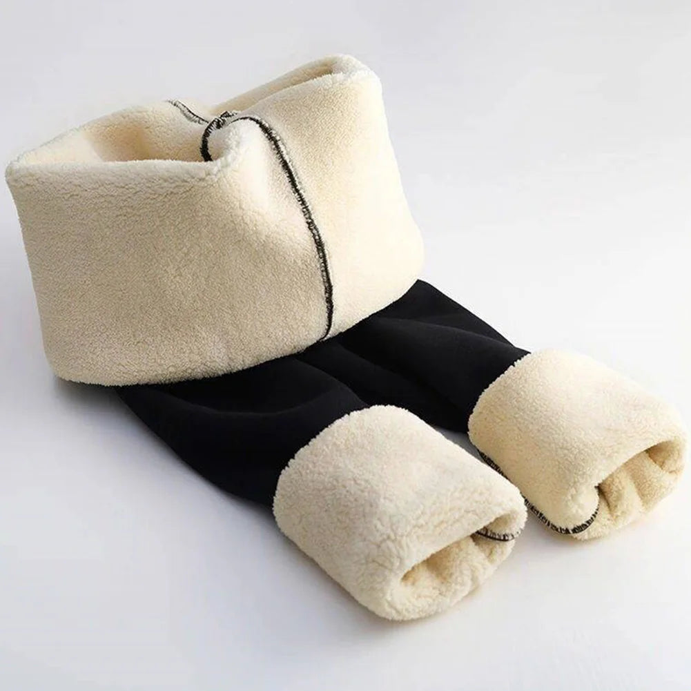 Winter Women Leggings Solid Warm Leggings Thicken Lambwool Hight Waist Fleece Keep Butt Lift High Stretchy Walking Pants Pocket