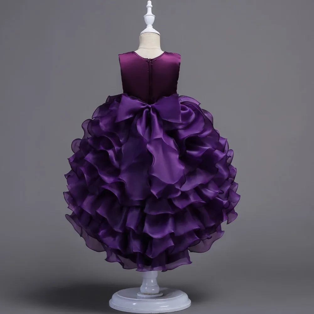 Baby Girls Princess Lace Flower Wedding Christmas Party Tutu Dress Children Kids Elegant Vestidos for 4-15Years Teenager Wear