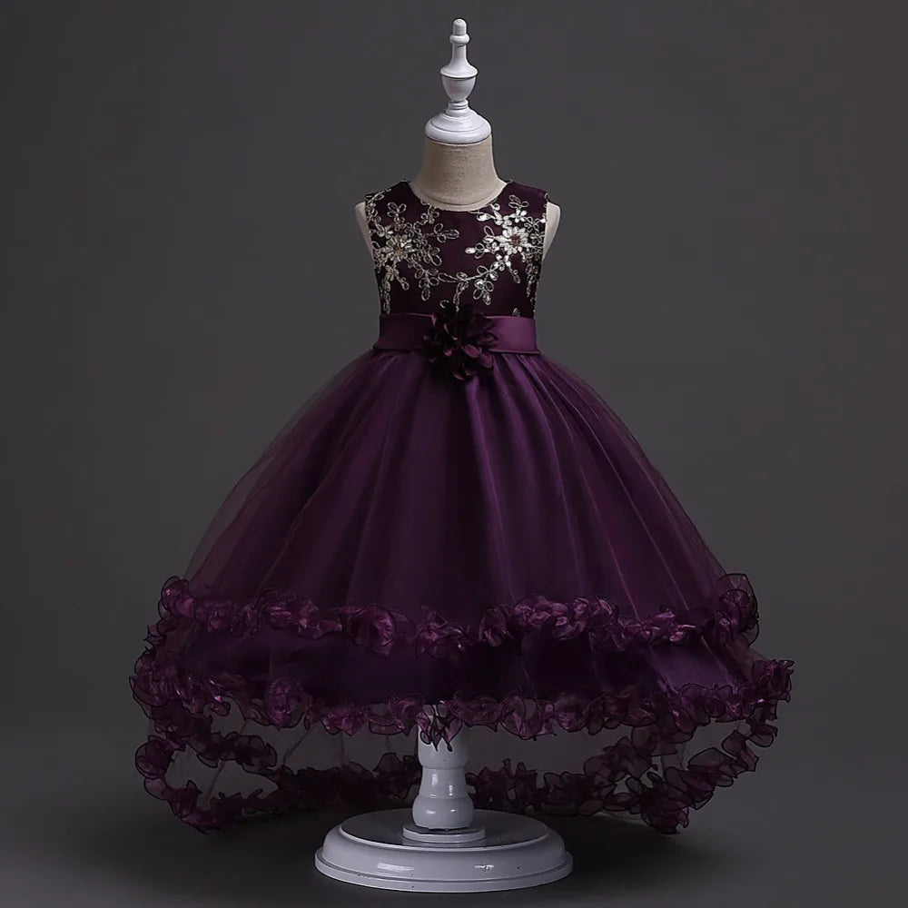 Baby Girls Princess Lace Flower Wedding Christmas Party Tutu Dress Children Kids Elegant Vestidos for 4-15Years Teenager Wear