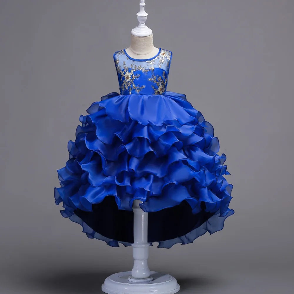 Baby Girls Princess Lace Flower Wedding Christmas Party Tutu Dress Children Kids Elegant Vestidos for 4-15Years Teenager Wear