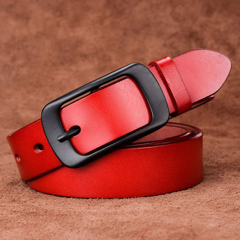 VATLTY Stylish Leather Belt for Women Matte Alloy Buckle Natural Cowhide 2.8cm Ladies Belt Jeans Brown Trousers Belt Female