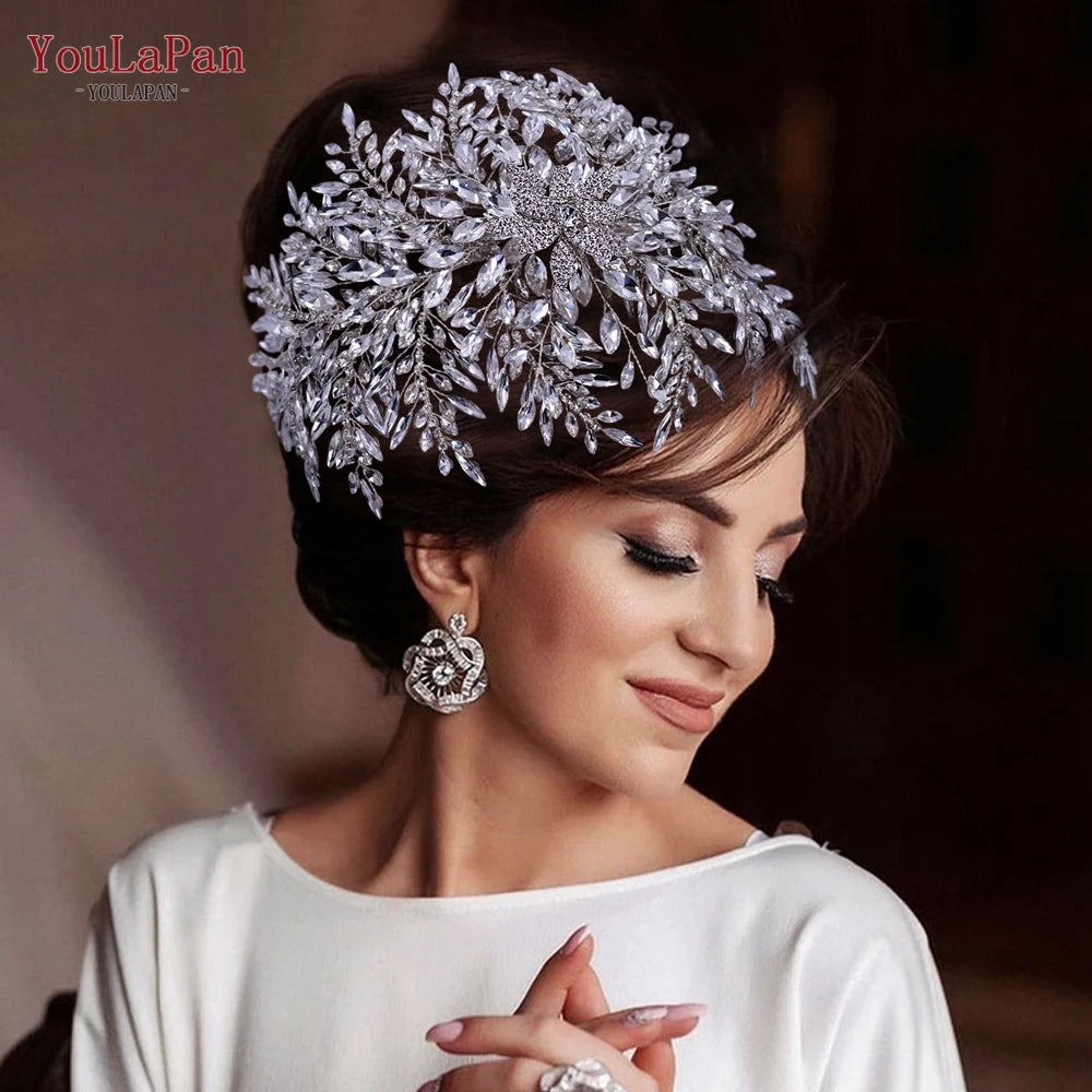 YouLaPan HP420 Wedding Accessories Bridal Headpieces Luxurious Banquet Jewelry Headdresses Bride Tiara and Crown Flower Headband