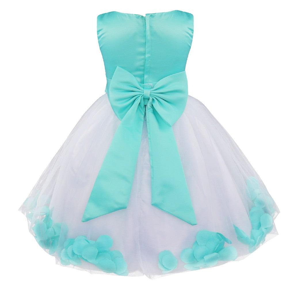 Baby Kids Girls Bowknot Flower Girl Dress Princess Birthday Party Tutu Dress Petals Wedding Pageant Bridesmaid Dresses Ball Gown