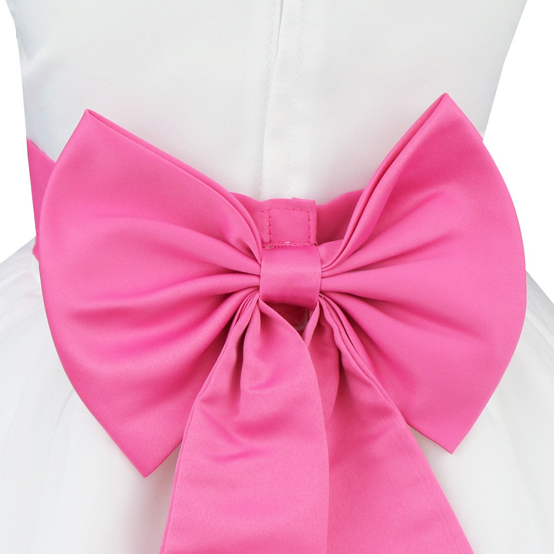 Kids Girls Wedding Pageant Dress White Bridesmaid Dresses Formal Party Princess Vestidos Cute Big Bowknot Sash Flower Girl Dress