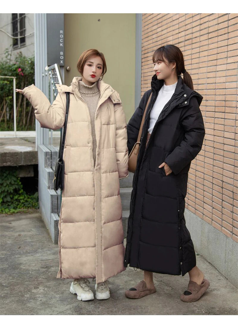 Winter Women Jackets Extra long Parkas Hooded Cotton Padded Female Coat High Quality Warm Outwear Womens Parka Winter Coats