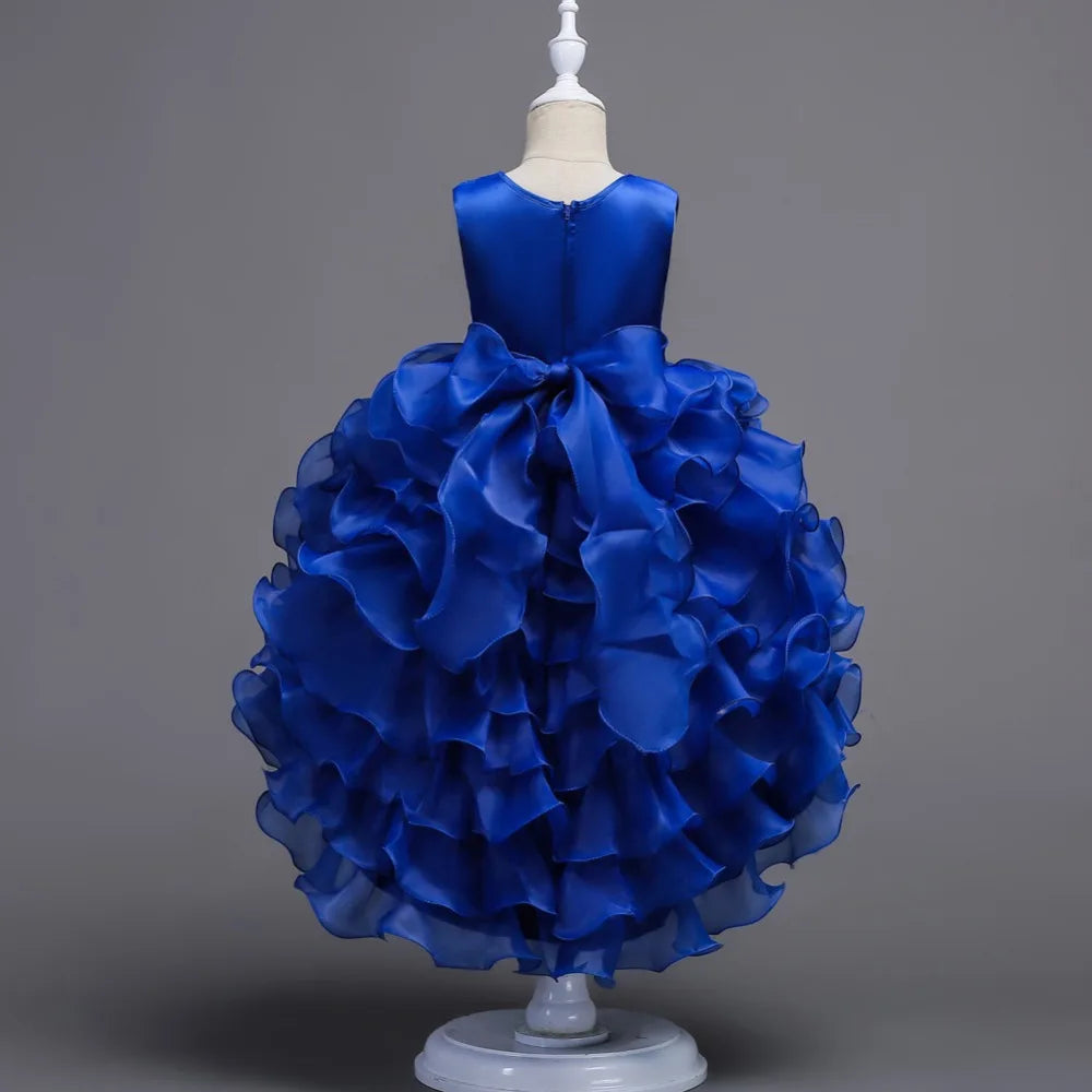 Baby Girls Princess Lace Flower Wedding Christmas Party Tutu Dress Children Kids Elegant Vestidos for 4-15Years Teenager Wear