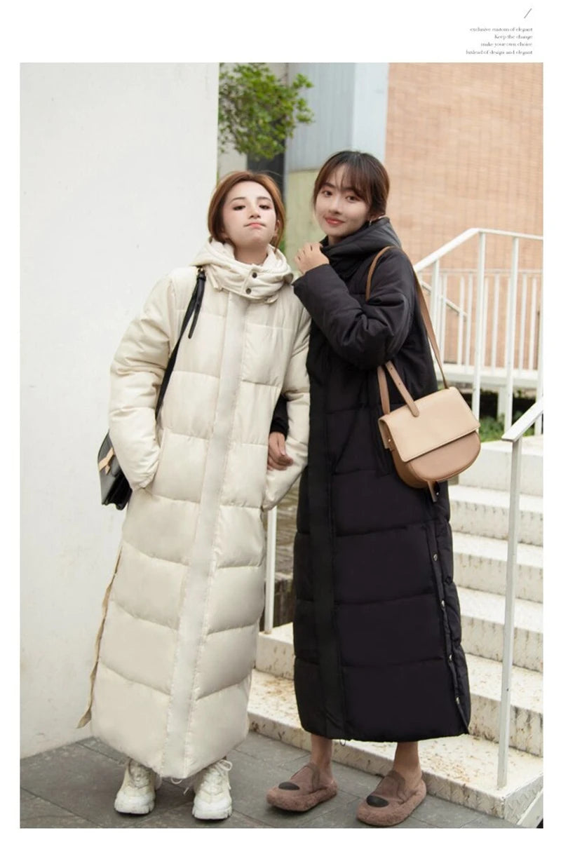 Winter Women Jackets Extra long Parkas Hooded Cotton Padded Female Coat High Quality Warm Outwear Womens Parka Winter Coats