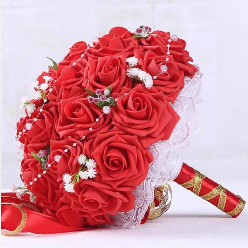 2023 Wedding Bouquets Handmade Bridal Flower Wedding Party Gifts Wedding Accessories Flowers Pears beaded with Ribbon