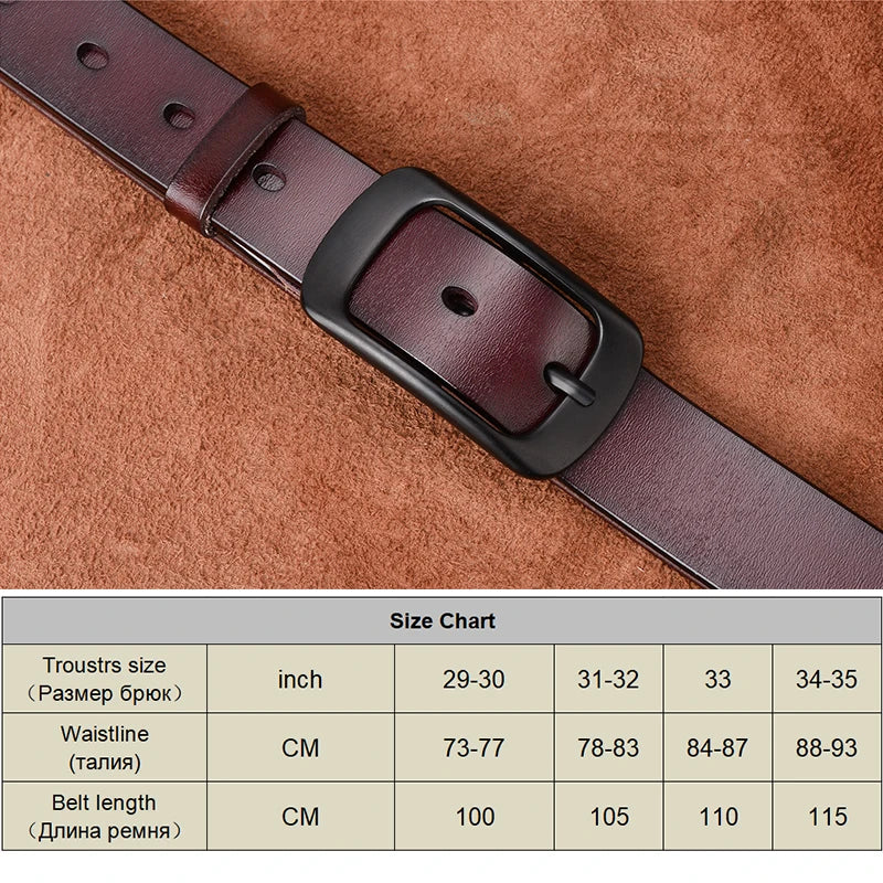 VATLTY Stylish Leather Belt for Women Matte Alloy Buckle Natural Cowhide 2.8cm Ladies Belt Jeans Brown Trousers Belt Female