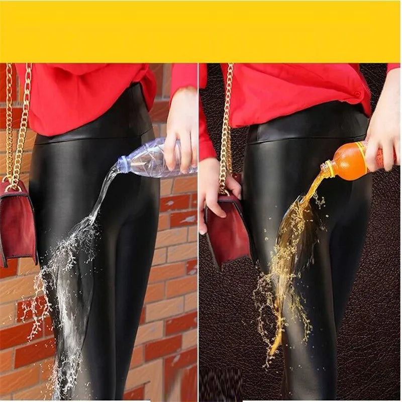 Winter Warm 700g Thick Velvet Wool Fleece Ladies Leggings Women Trousers Lambskin Cashmere Female Jegging Faux Leather Pants