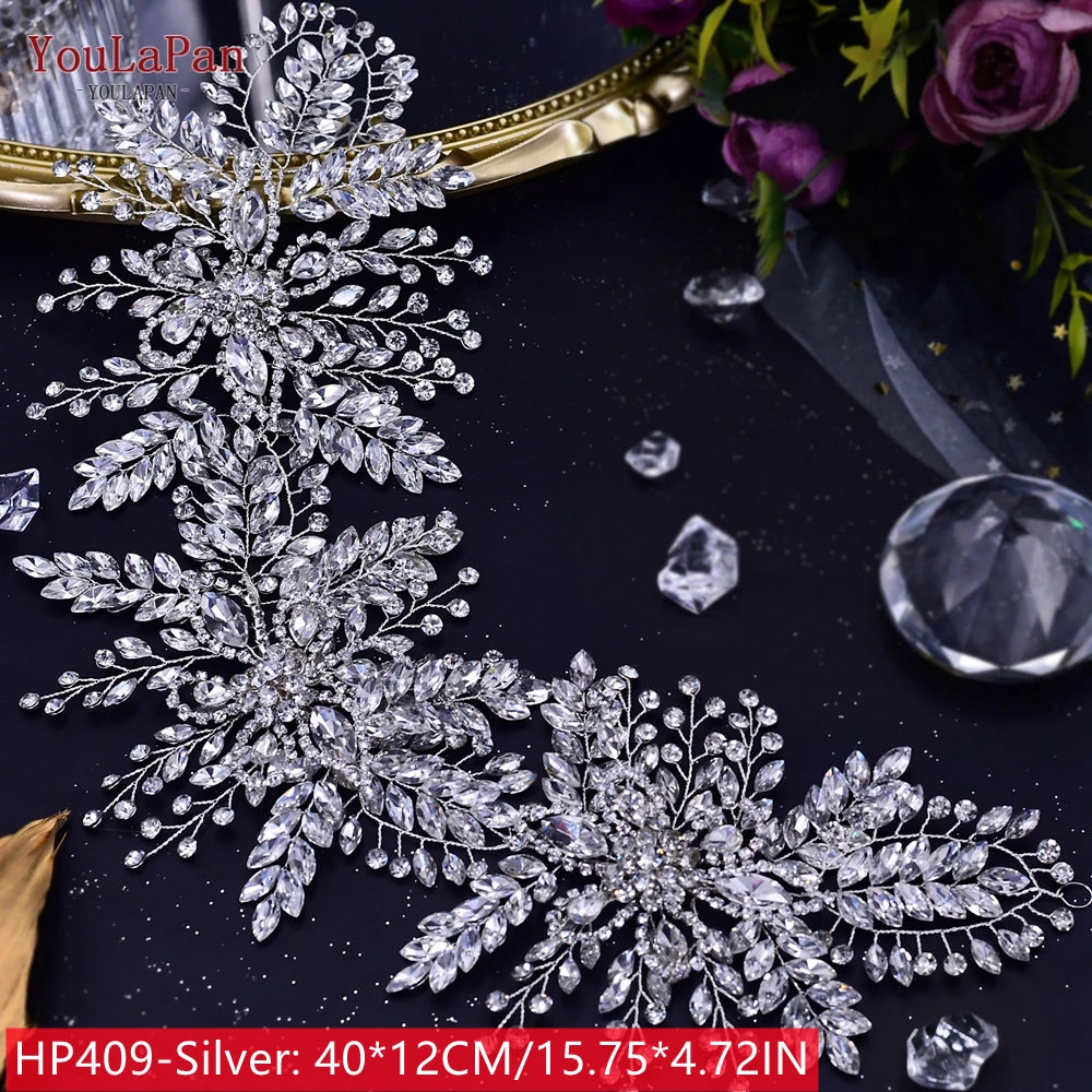 YouLaPan Golden Wedding Crystal Headband Hair Accessories Woman Wedding Hair Jewelry Rhinestone Bridal Tiara and Headdress HP240