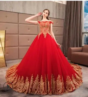 Quinceanera Dress 2024 New Luxury Boat Neck Party Prom Ball Gown Vintage Lace Vestidos Robe Vestidos Custom Made Customized