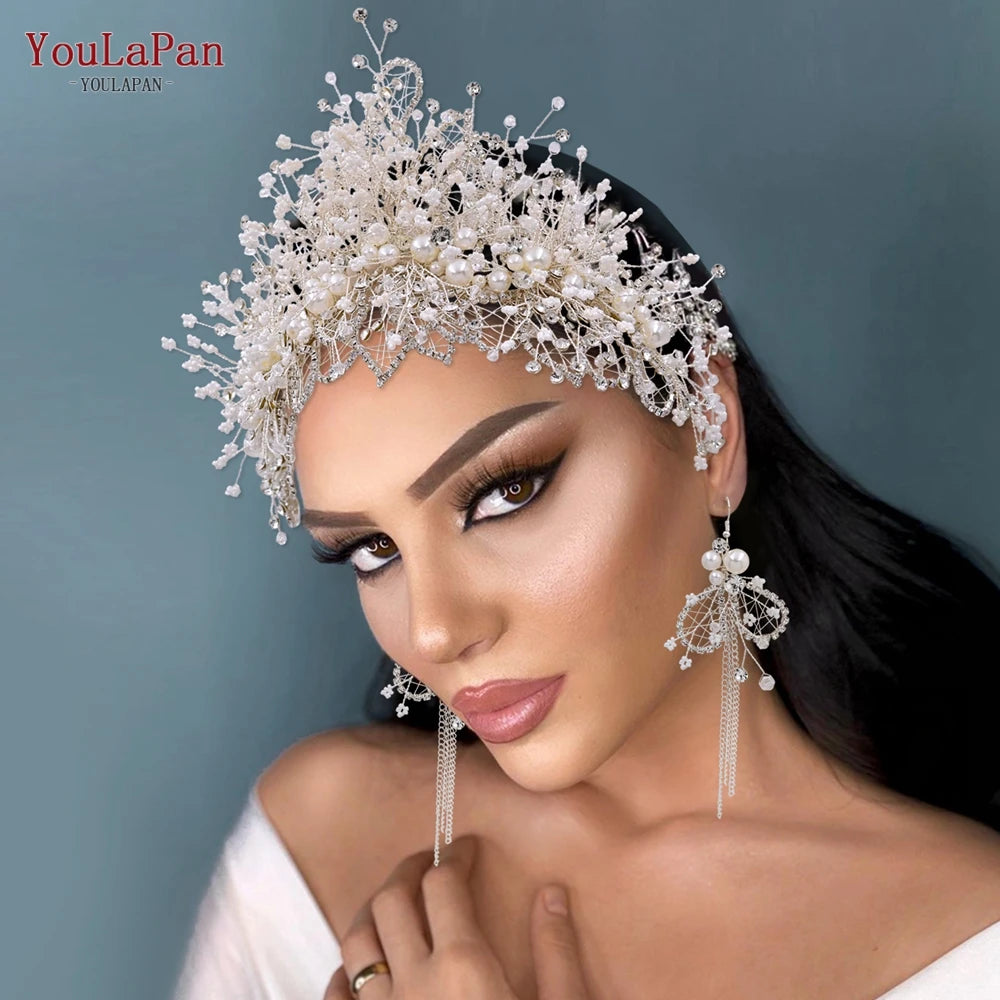 YouLaPan HP420 Wedding Accessories Bridal Headpieces Luxurious Banquet Jewelry Headdresses Bride Tiara and Crown Flower Headband