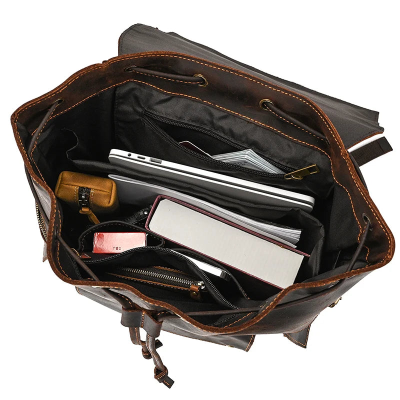 2025 New Arrivals Leather Backpack For Men Male Genuine Leather Laptop Travel Backpack 17 Inch Daypack Shoold Bag Men Male Large