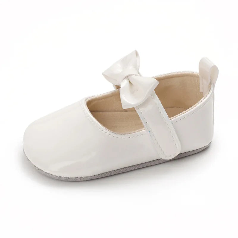 Newborn Baby Shoes Baby Girls Shoes PU Anti-slip Bowknot Classic Princess Dress Shoes First Walker Toddler Crib Shoe Moccasins