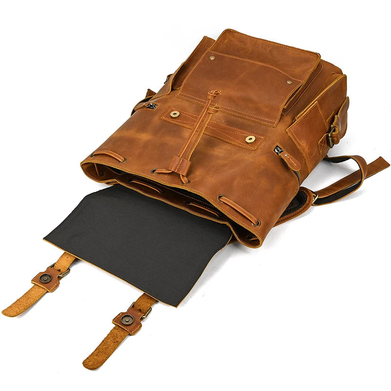 2025 New Arrivals Leather Backpack For Men Male Genuine Leather Laptop Travel Backpack 17 Inch Daypack Shoold Bag Men Male Large