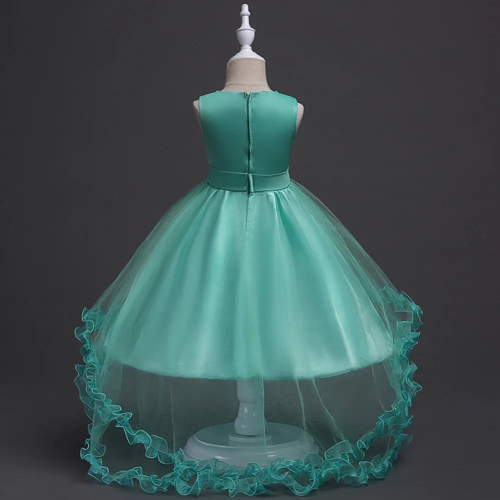 Baby Girls Princess Lace Flower Wedding Christmas Party Tutu Dress Children Kids Elegant Vestidos for 4-15Years Teenager Wear