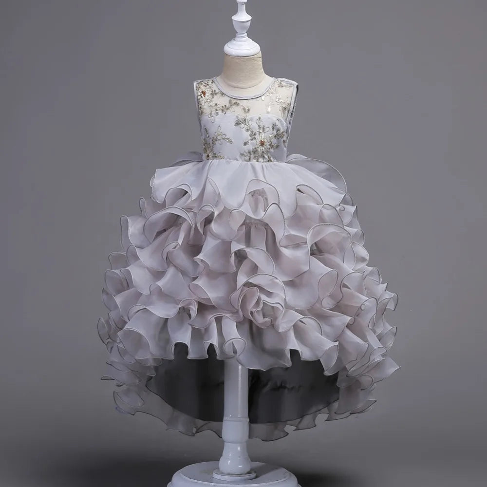 Baby Girls Princess Lace Flower Wedding Christmas Party Tutu Dress Children Kids Elegant Vestidos for 4-15Years Teenager Wear