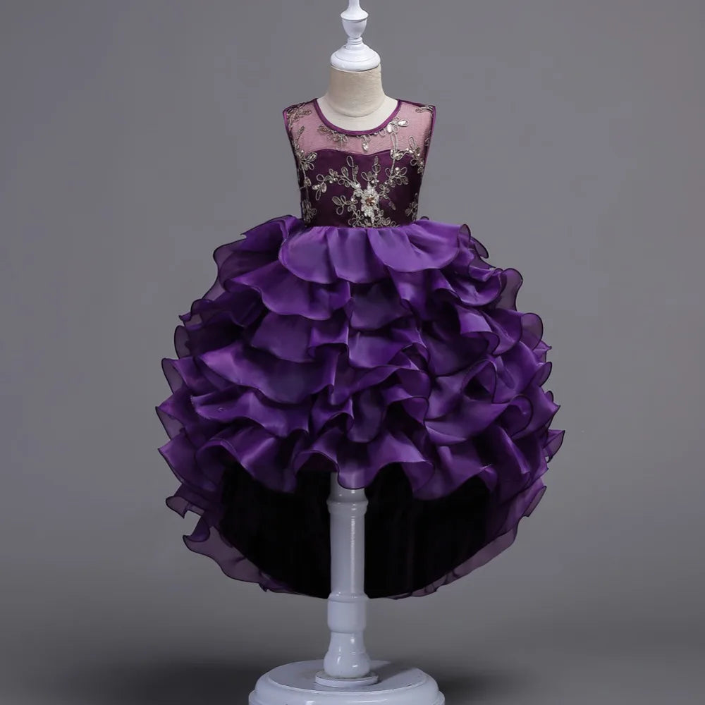 Baby Girls Princess Lace Flower Wedding Christmas Party Tutu Dress Children Kids Elegant Vestidos for 4-15Years Teenager Wear