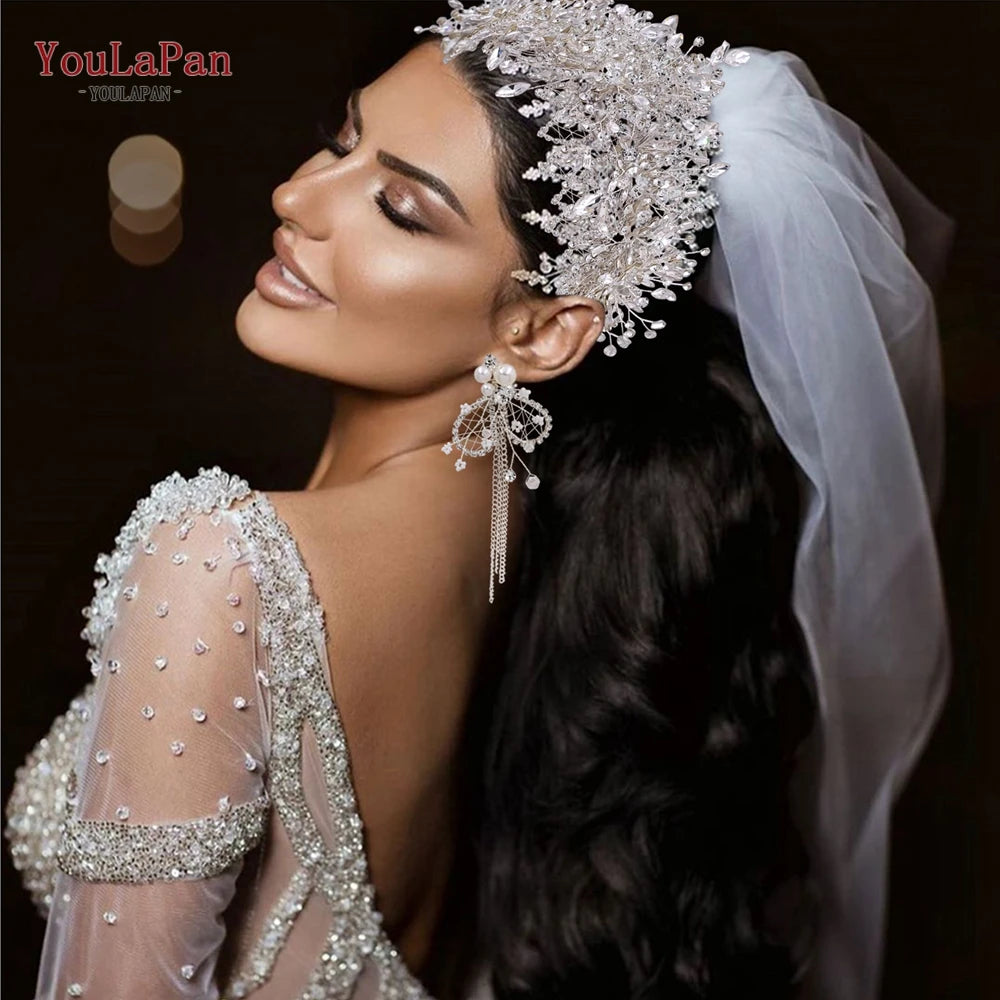 YouLaPan HP420 Wedding Accessories Bridal Headpieces Luxurious Banquet Jewelry Headdresses Bride Tiara and Crown Flower Headband
