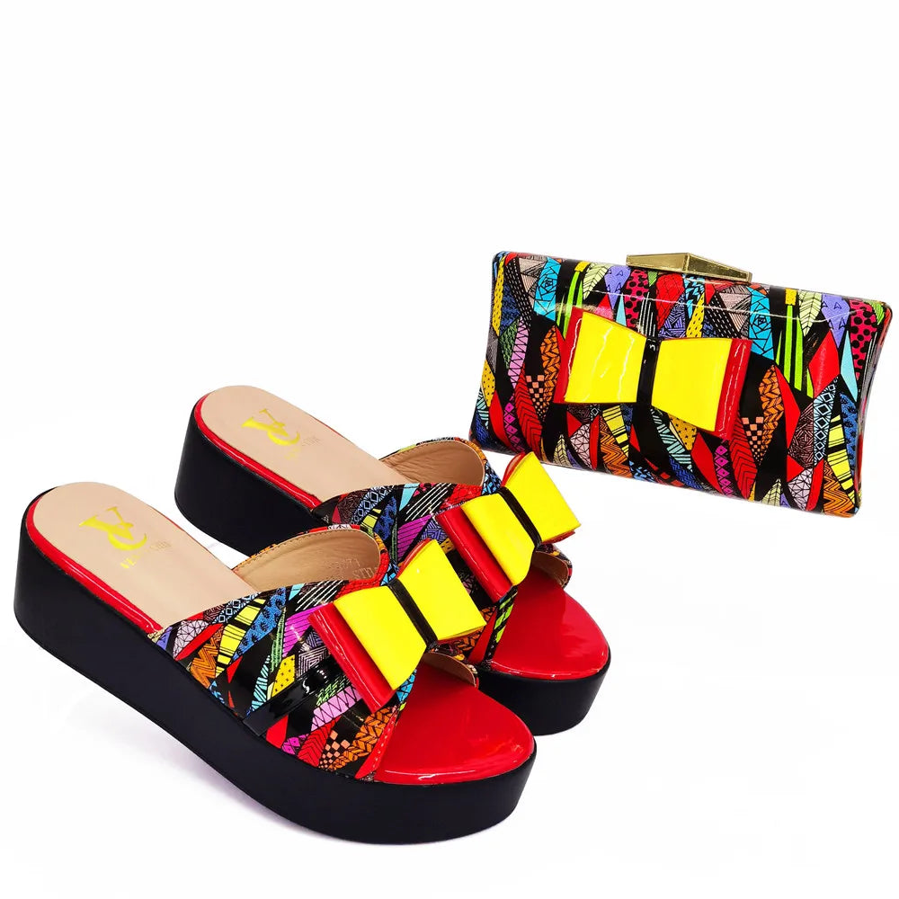 New Shoes and Bag for Party Wedding Womens Platform Heels Patent Leather Wedding Shoes for Women Bride Wedges Shoes for Women