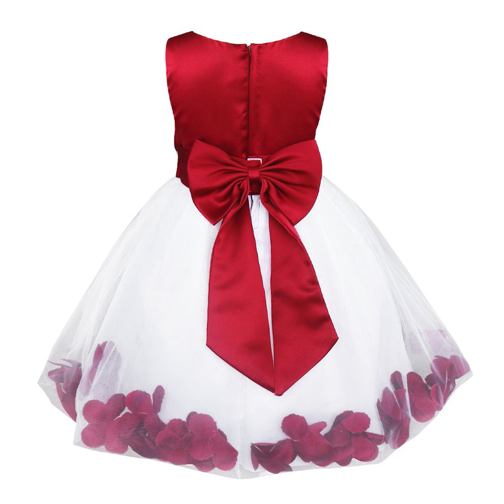 Baby Kids Girls Bowknot Flower Girl Dress Princess Birthday Party Tutu Dress Petals Wedding Pageant Bridesmaid Dresses Ball Gown