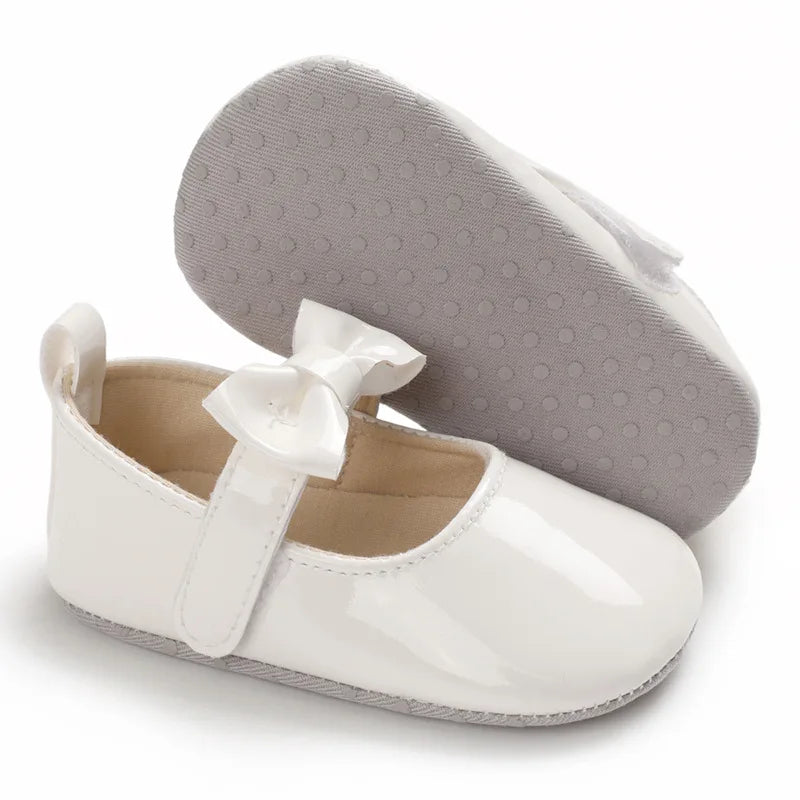 Newborn Baby Shoes Baby Girls Shoes PU Anti-slip Bowknot Classic Princess Dress Shoes First Walker Toddler Crib Shoe Moccasins