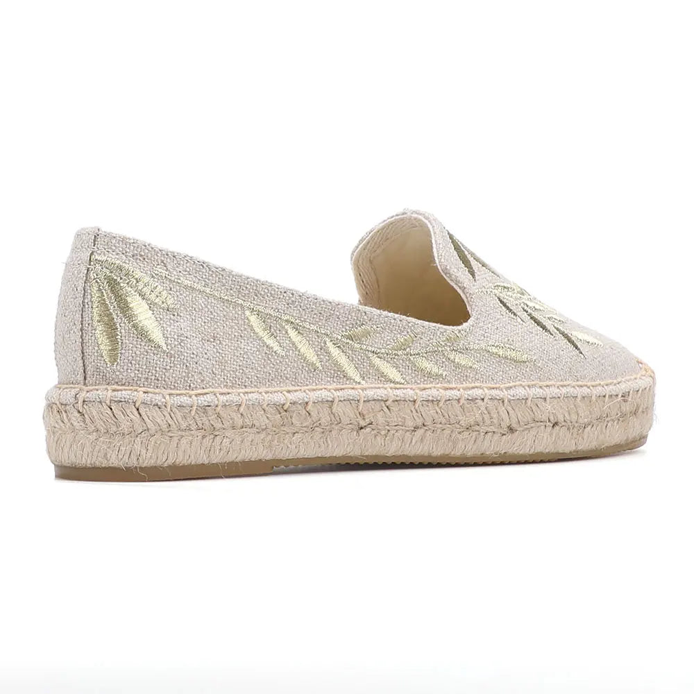 Round Toe Womens Espadrilles Flat Shoes 2022 Hot Sale Real Platform Rubber Slip-on Casual Floral Zapatillas Mujer Sapatos Hemp