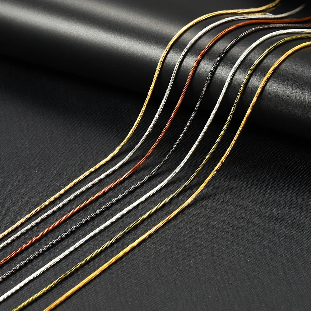 2M/lot 1.2-1.6mm Gold Color Copper Snake Chains For DIY Men Women Necklace Jewelry Making Findings Supplies Accessories