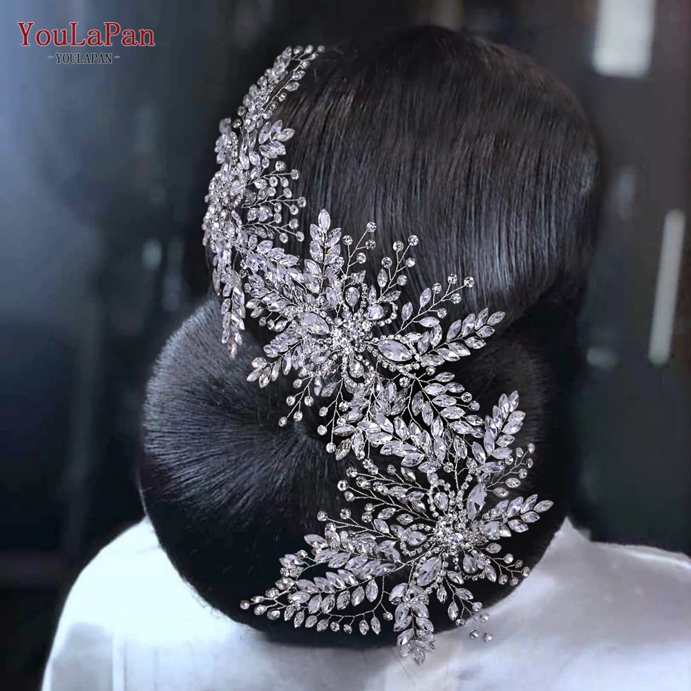 YouLaPan Golden Wedding Crystal Headband Hair Accessories Woman Wedding Hair Jewelry Rhinestone Bridal Tiara and Headdress HP240
