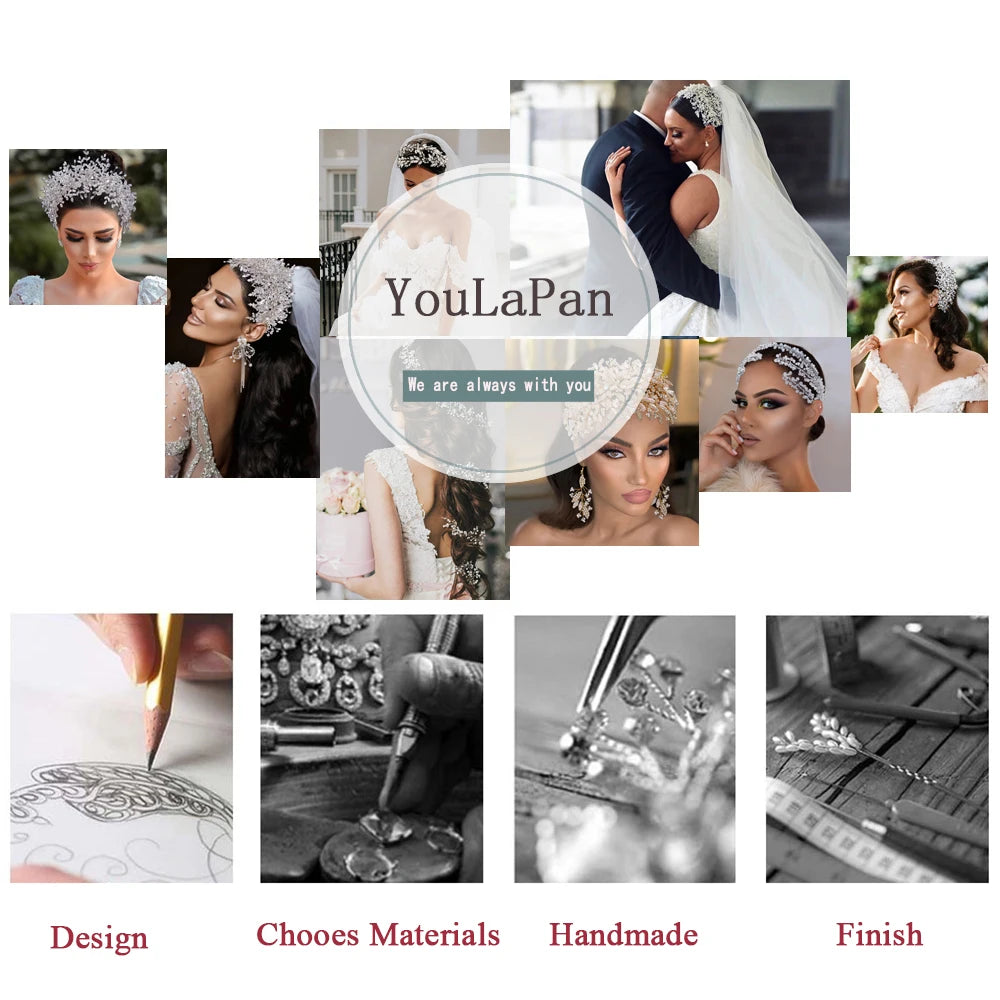 YouLaPan HP420 Wedding Accessories Bridal Headpieces Luxurious Banquet Jewelry Headdresses Bride Tiara and Crown Flower Headband