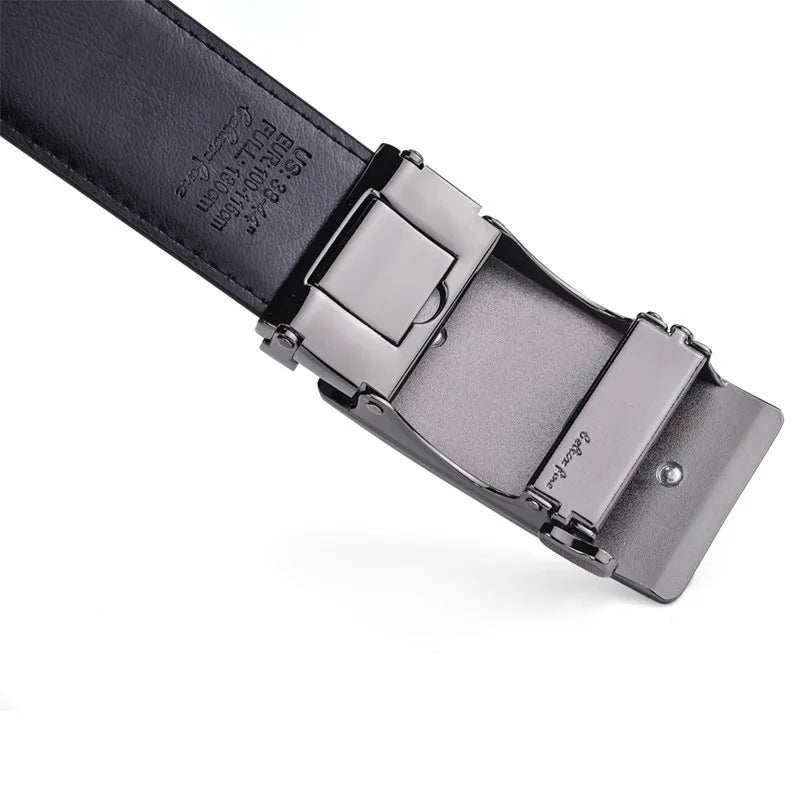 Men’s Genuine Leather Ratchet Dress Belt with Automatic Sliding Buckle Plus Size