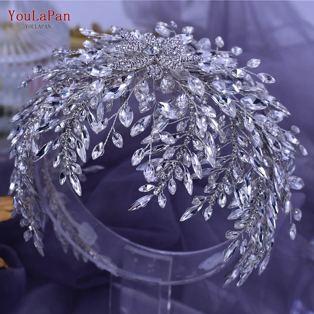 YouLaPan HP420 Wedding Accessories Bridal Headpieces Luxurious Banquet Jewelry Headdresses Bride Tiara and Crown Flower Headband