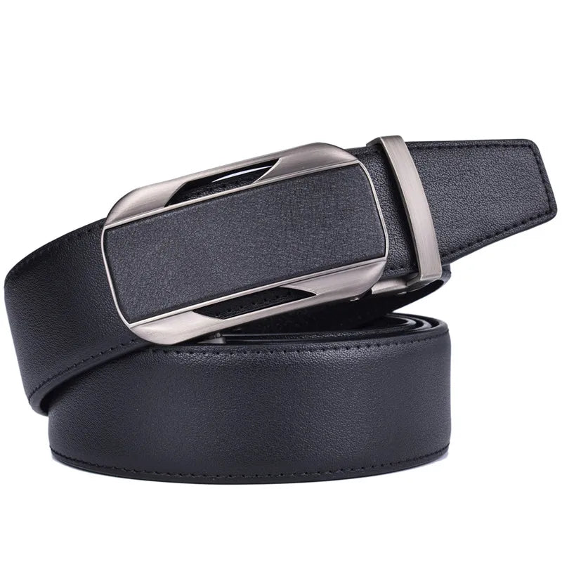 Men’s Genuine Leather Ratchet Dress Belt with Automatic Sliding Buckle Plus Size