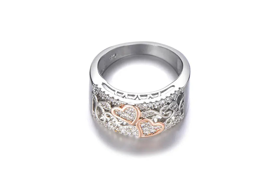 ZDADAN 925 Sterling Silver Heart CZ Rings For Women Fashion Wedding Jewelry
