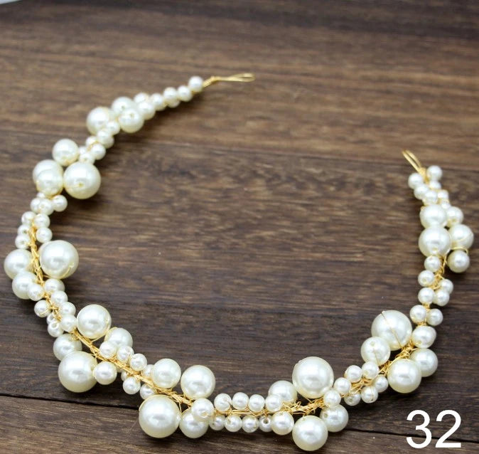 Bridal Bridesmaid Flower Girls Diamante Crystal Pearl Headband Rhinestone Wedding Prom Tiara Women Hair Accessories