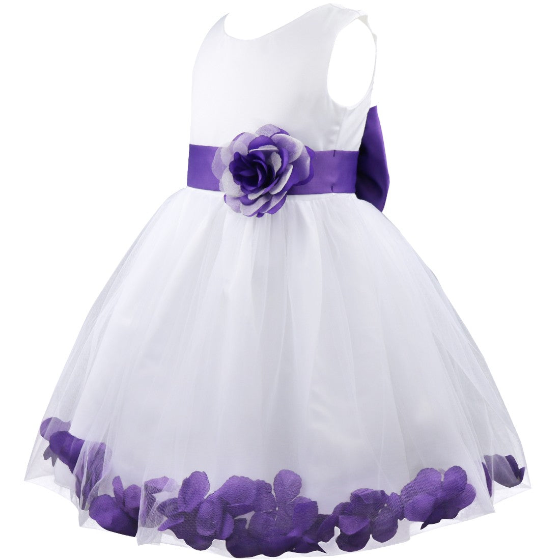 Baby Kids Girls Bowknot Flower Girl Dress Princess Birthday Party Tutu Dress Petals Wedding Pageant Bridesmaid Dresses Ball Gown