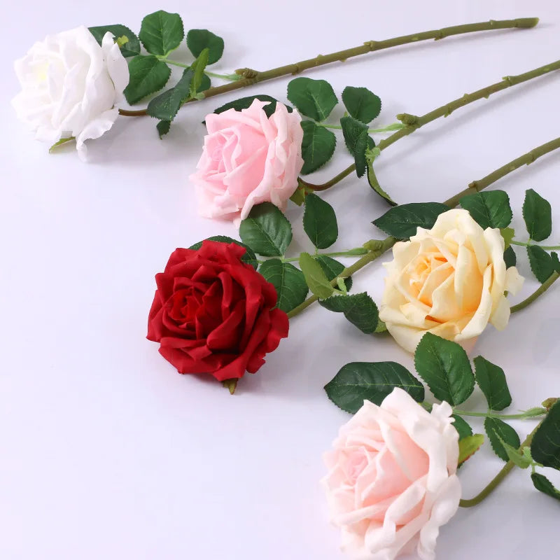High-quality Simulation True Touch Curling Roses Artificial Flower Bridal Bouquet Wedding Home Decoration Valentine's Day Gift