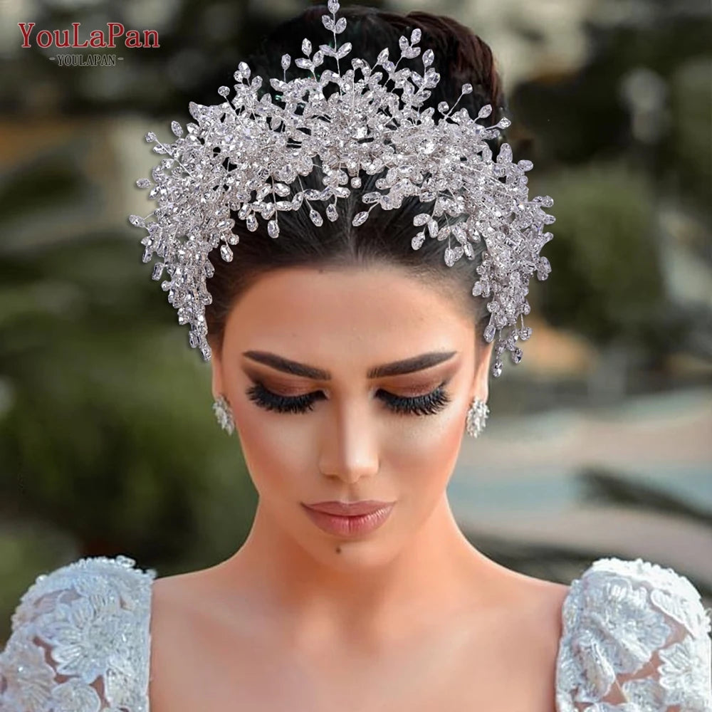 YouLaPan HP420 Wedding Accessories Bridal Headpieces Luxurious Banquet Jewelry Headdresses Bride Tiara and Crown Flower Headband